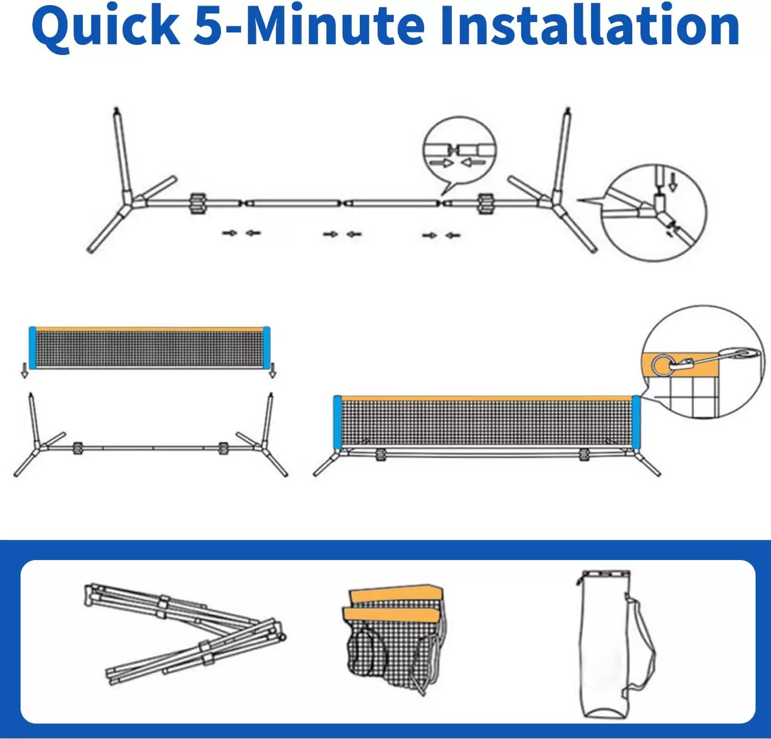 Fpldable Mini Pickleball net