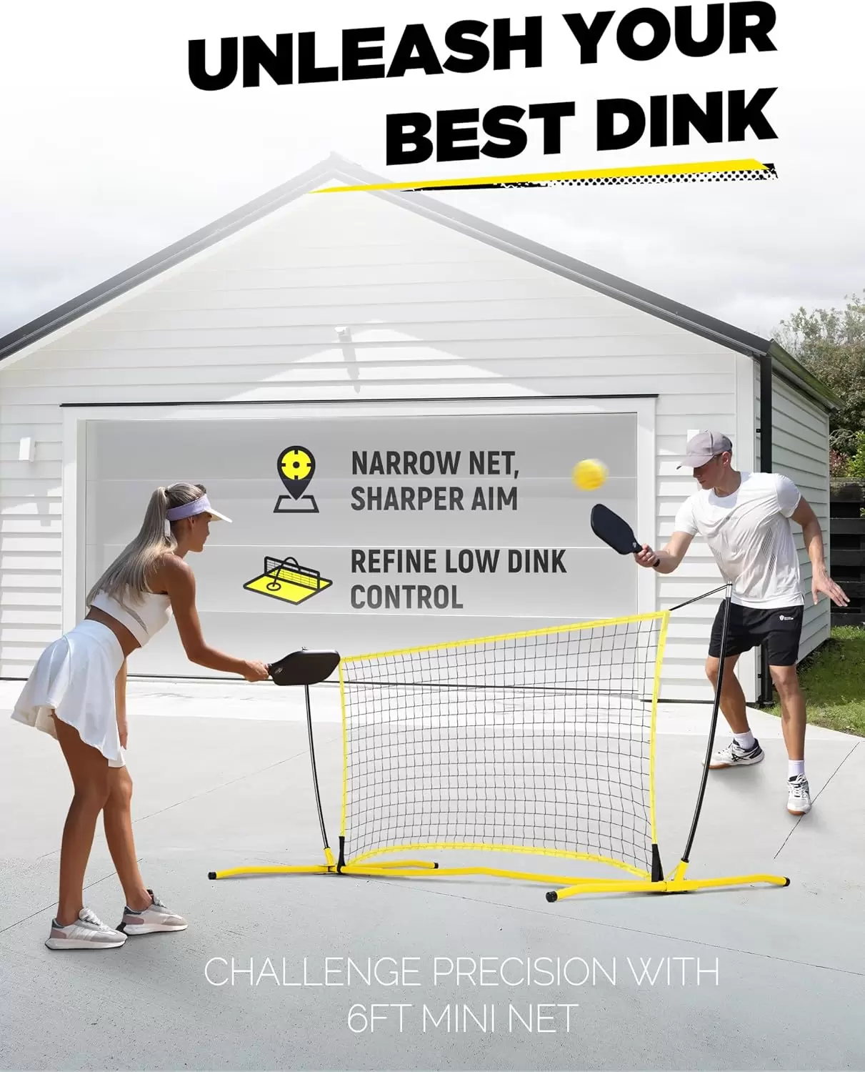 6*6FT 2-in-1 Pickleball Rebounder Net