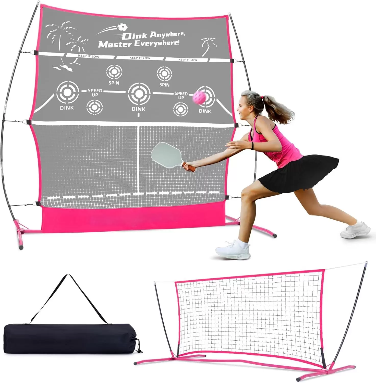 6*6FT 2-in-1 Pickleball Rebounder Net