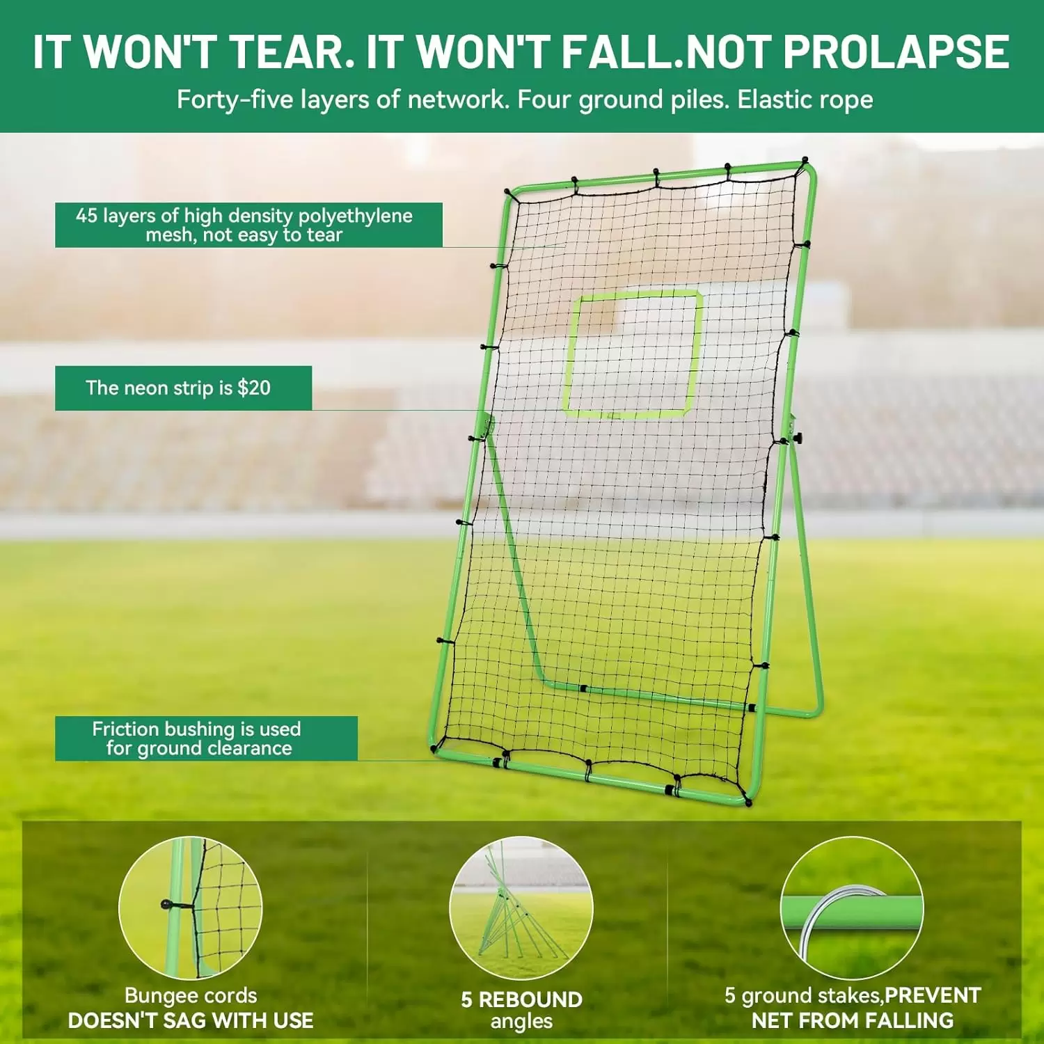 Adjustable rebound net for multi-ball training
