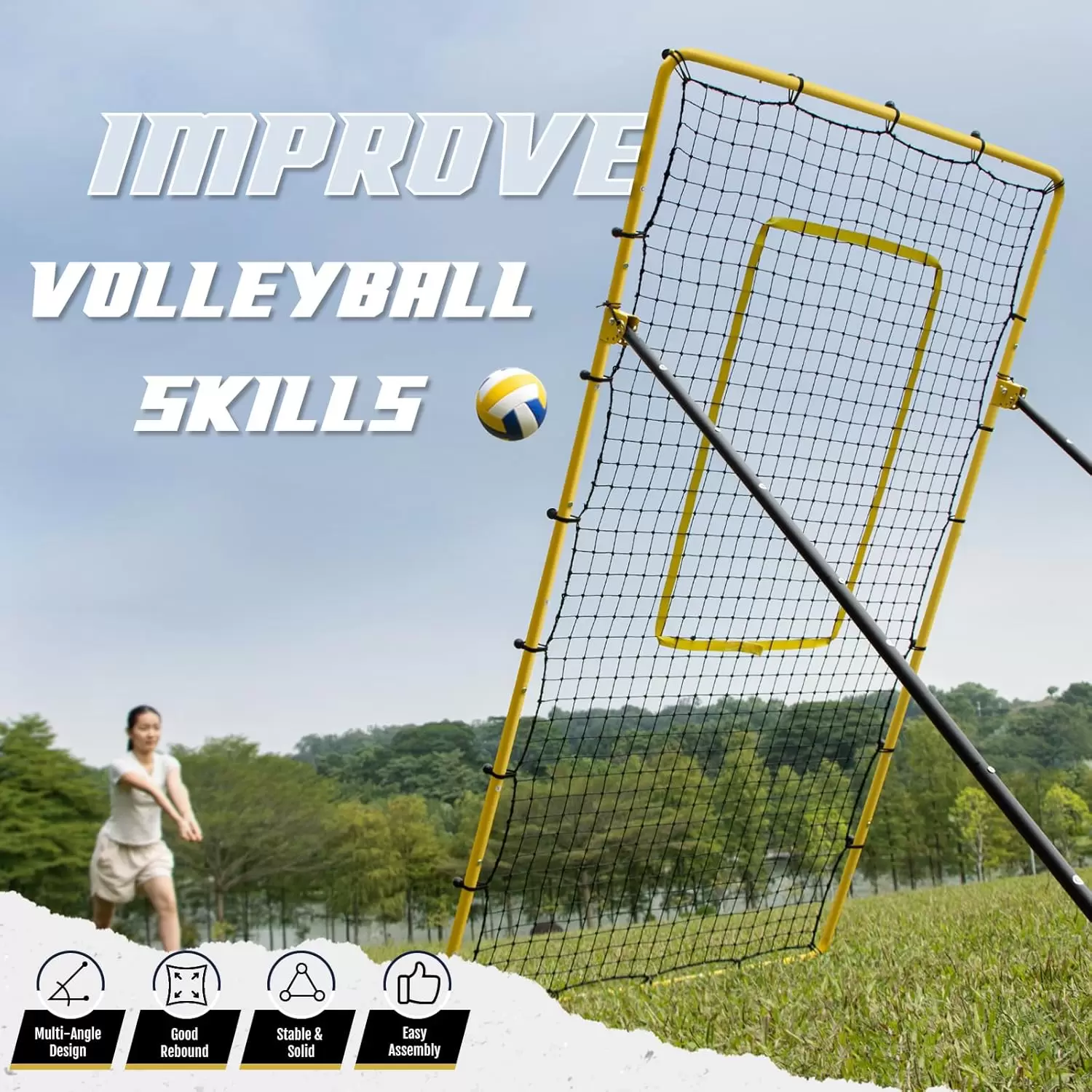 Adjustable rebound net for multi-ball training