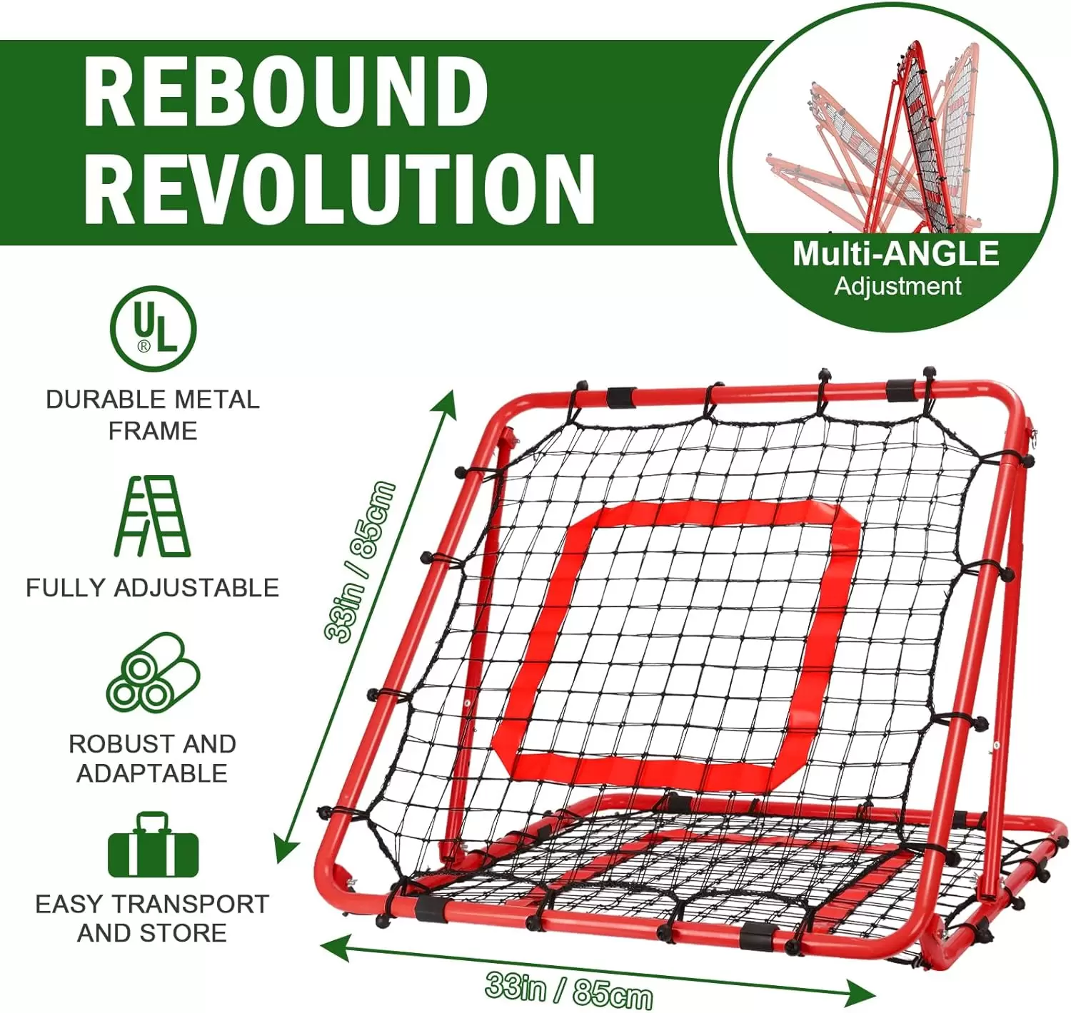 Double-sided multi-sport rebound net