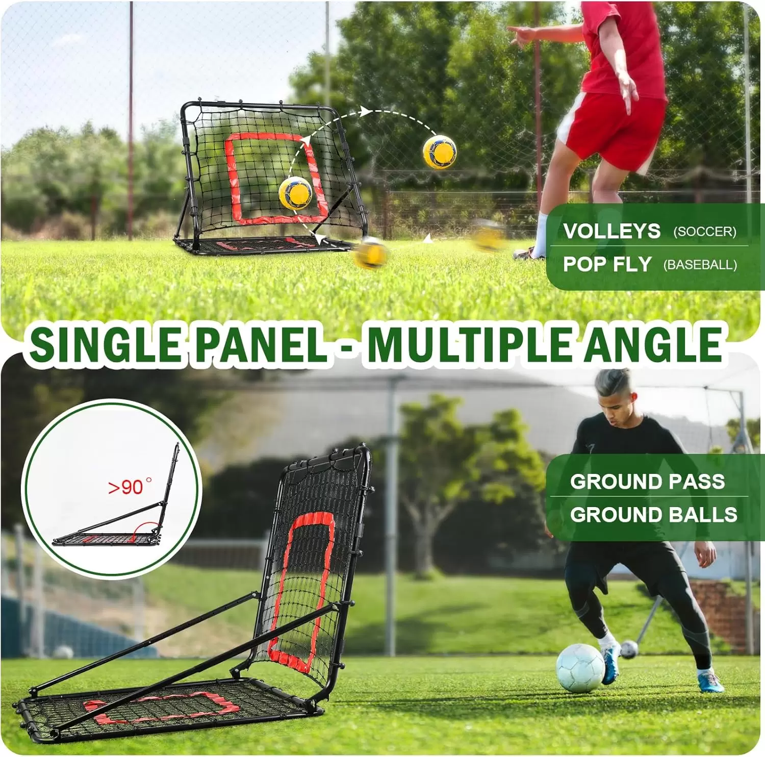 Double-sided multi-sport rebound net