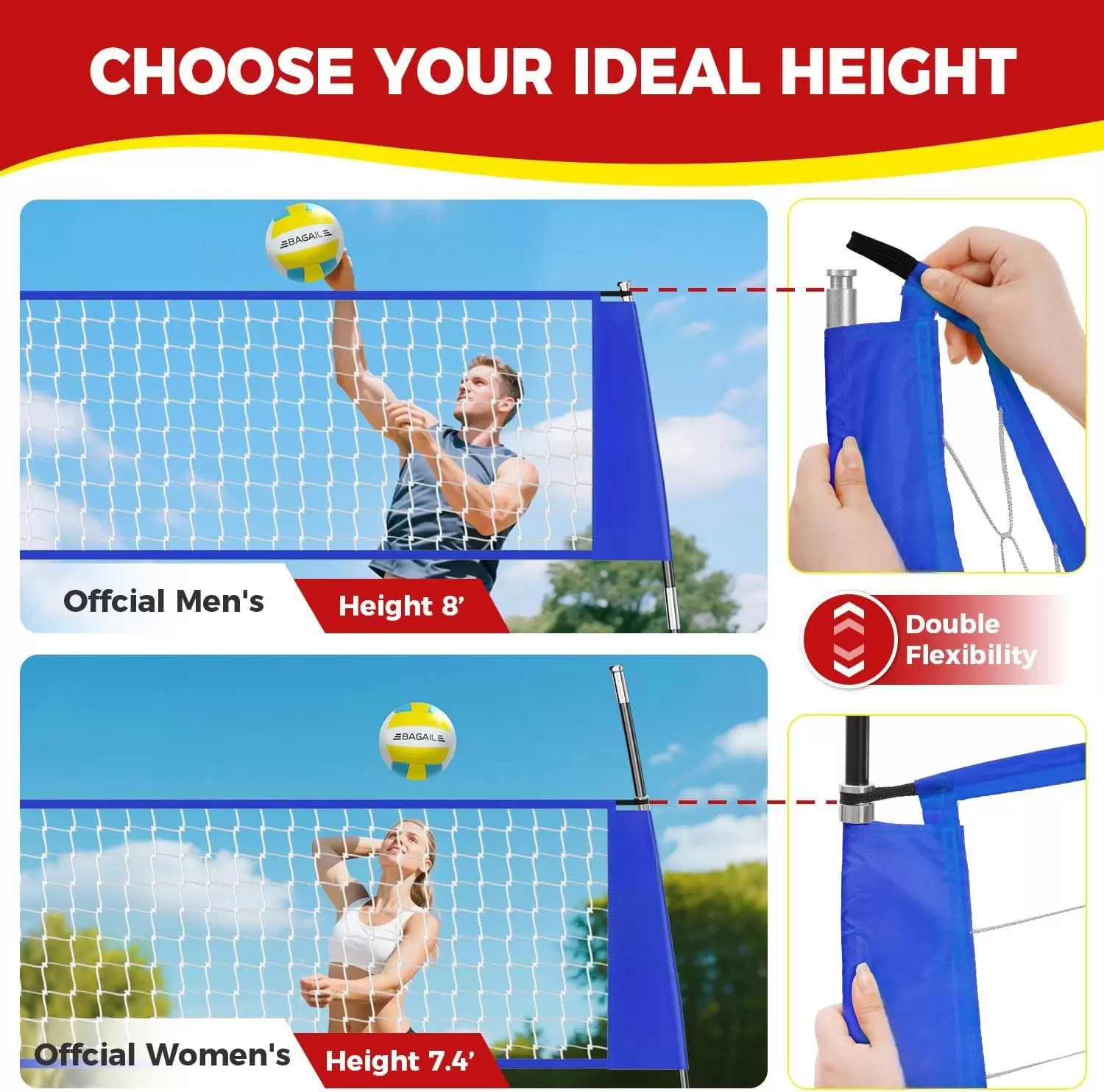 Portable volleyball practice net