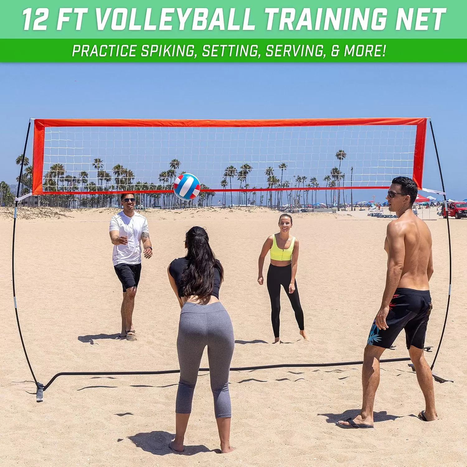 Portable volleyball practice net