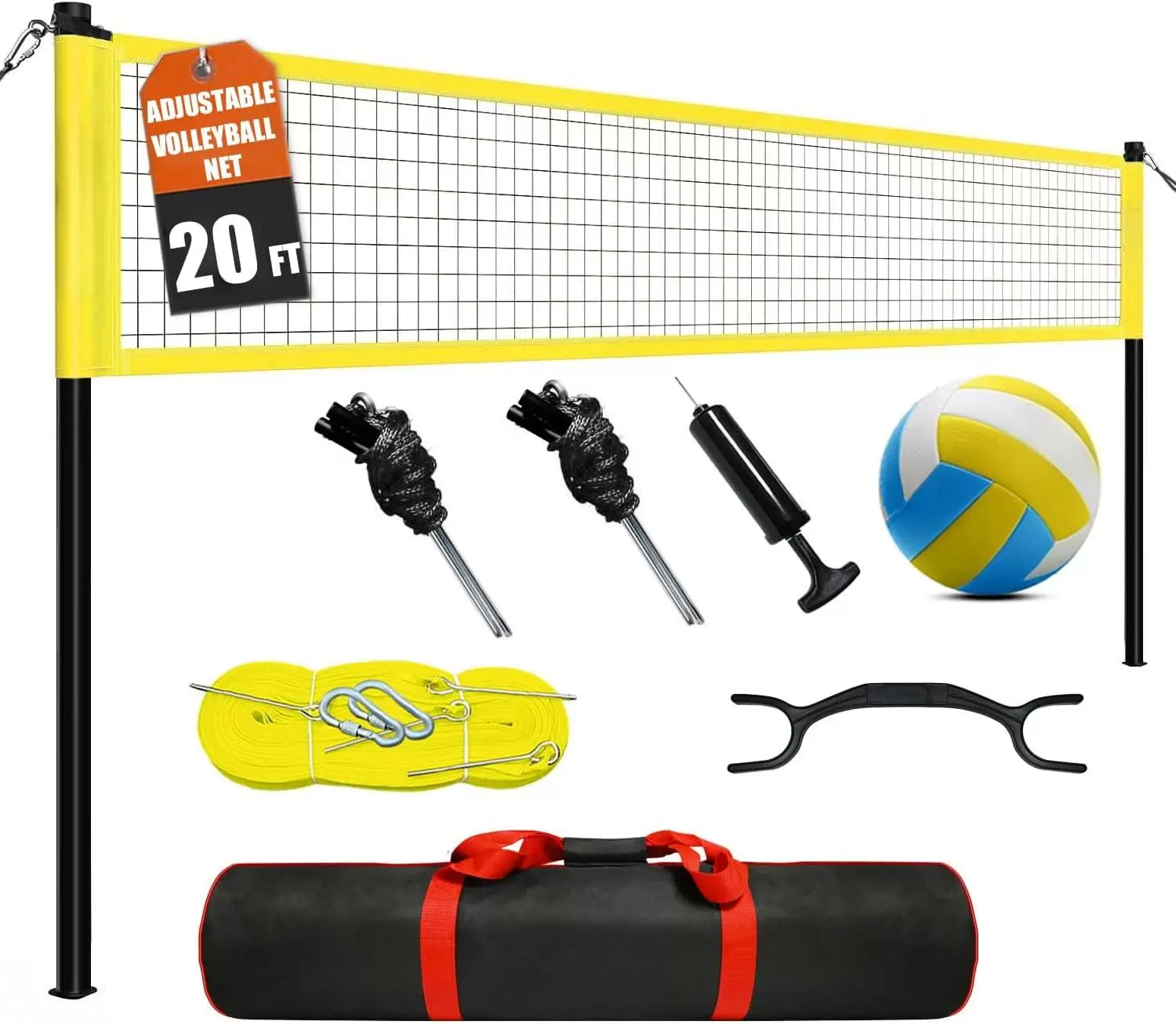 Adjustable-length multifunctional volleyball training net