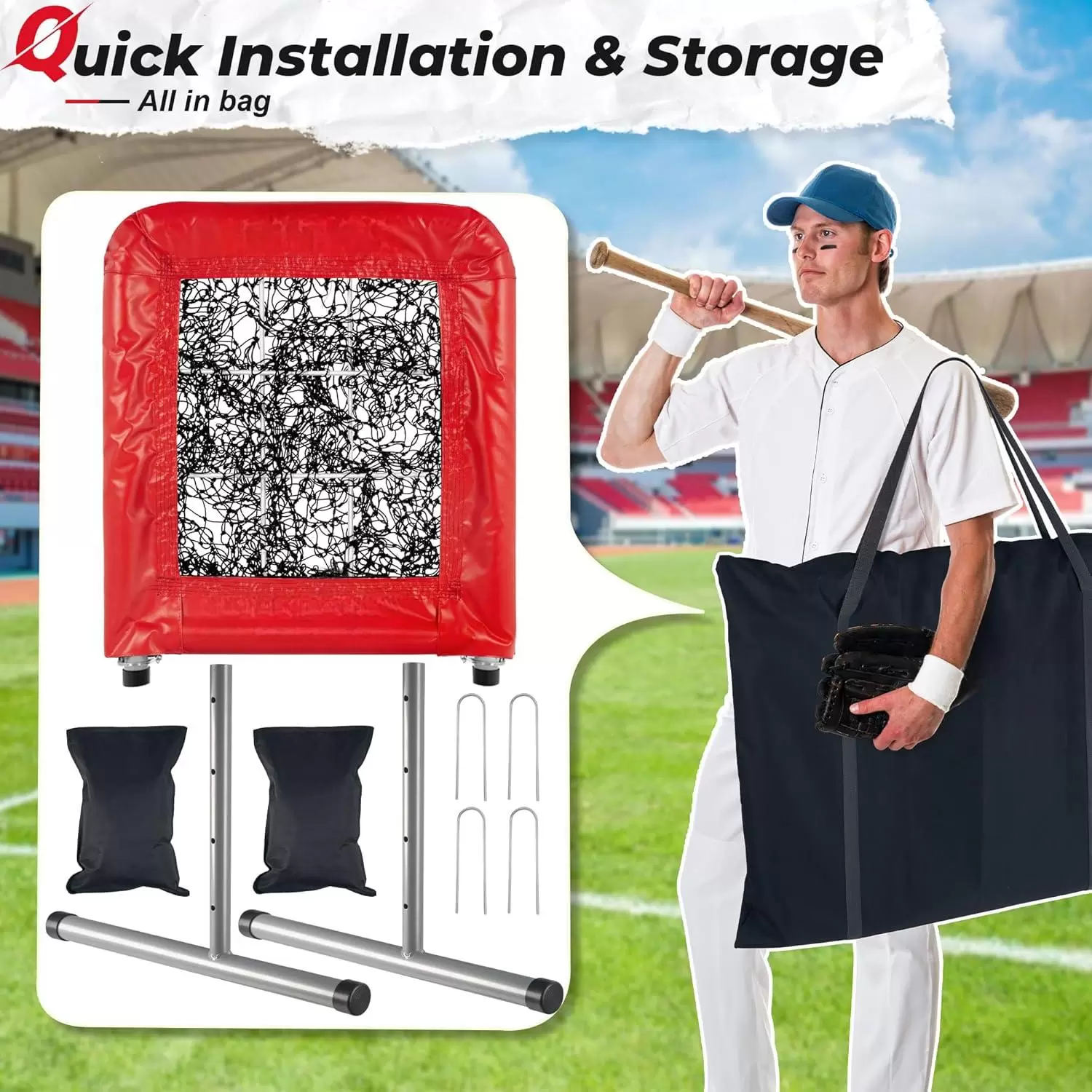 9 Hole Pro Style Baseball & Softball Pitching Net