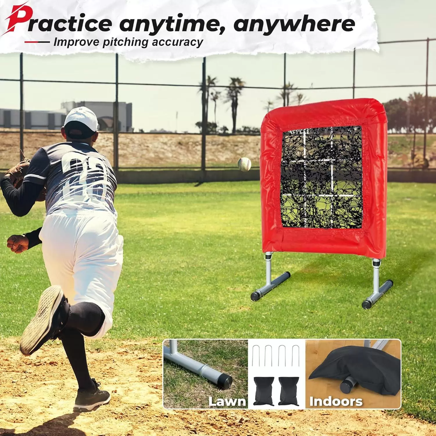9 Hole Pro Style Baseball & Softball Pitching Net