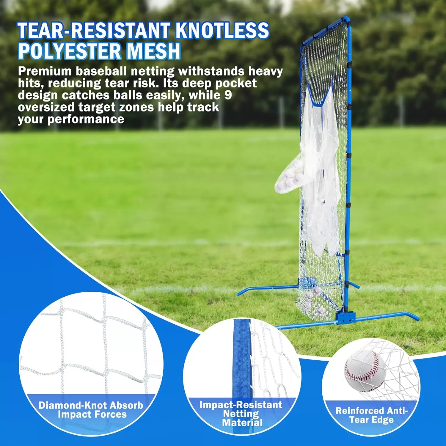 Baseball & softball 9 hole pitching net