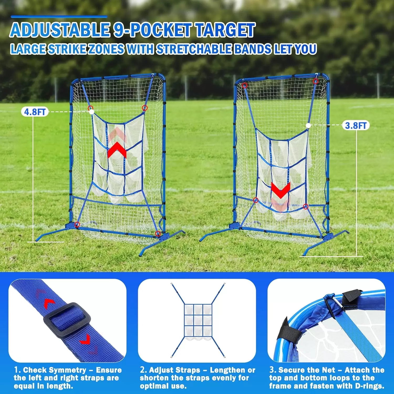 Baseball & softball 9 hole pitching net