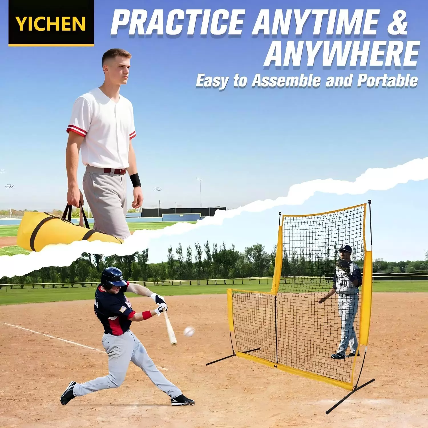 L-shaped baseball practice net