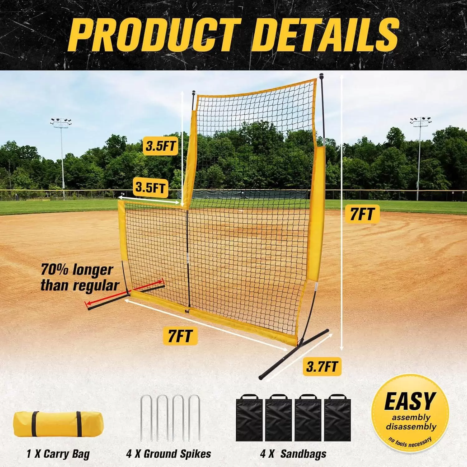 L-shaped baseball practice net