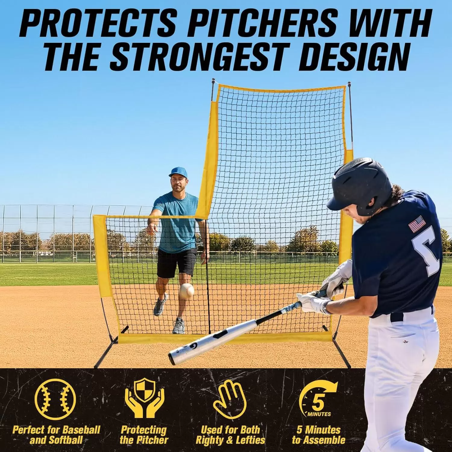 L-shaped baseball practice net