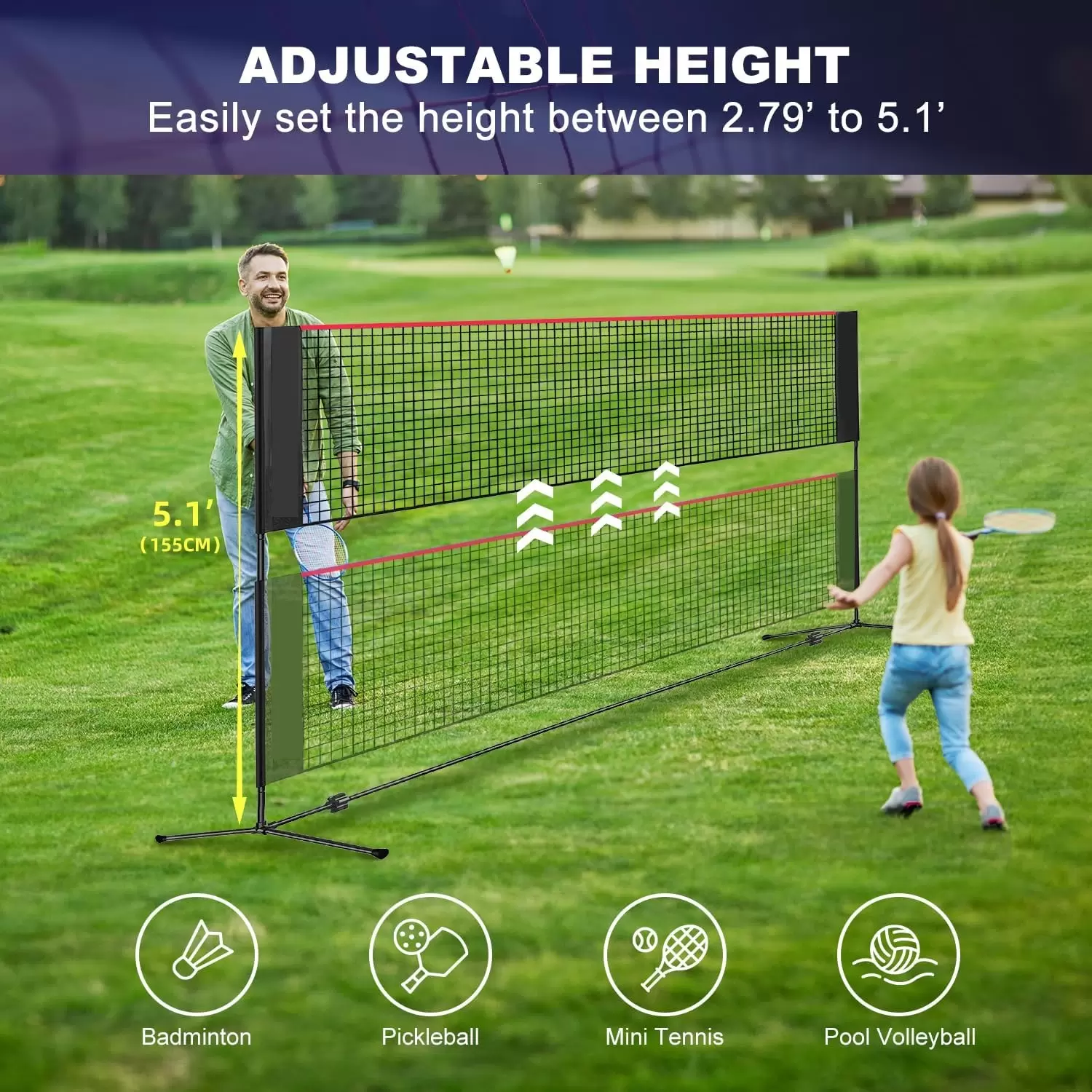 2-1 Foldable & portable badminton and pickleball practice net