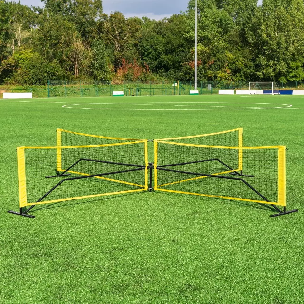 Multifunctional practice cross net