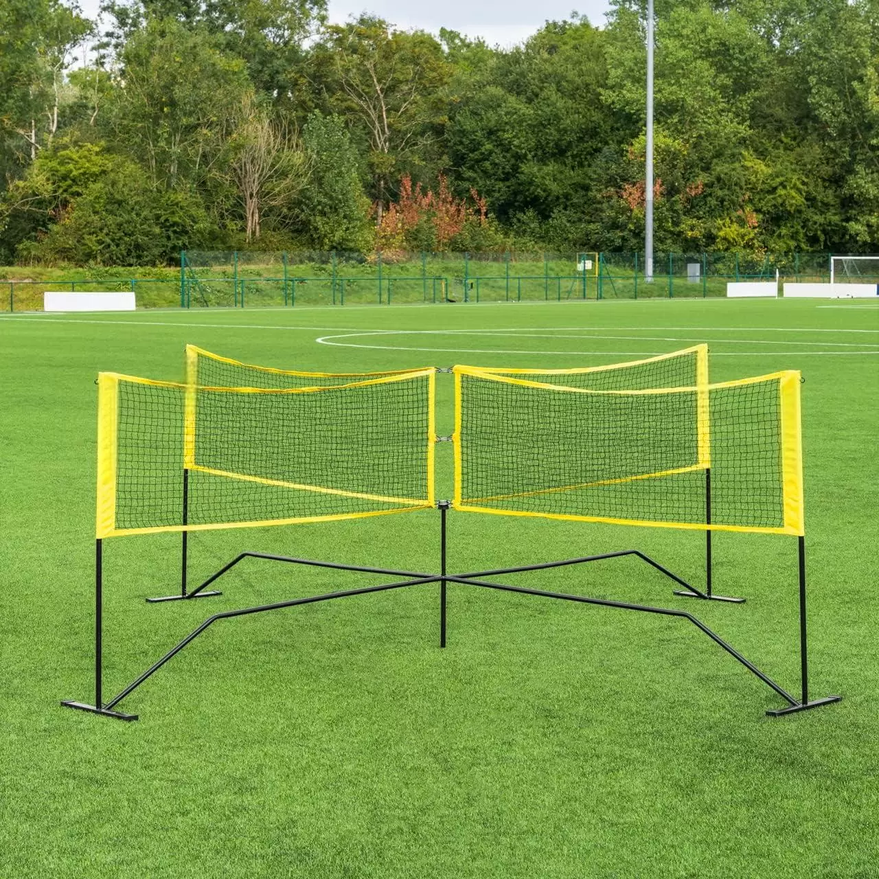 Multifunctional practice cross net