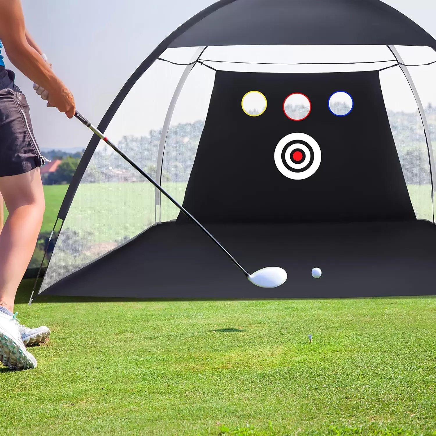 Tent-style golf practice net &Iota;