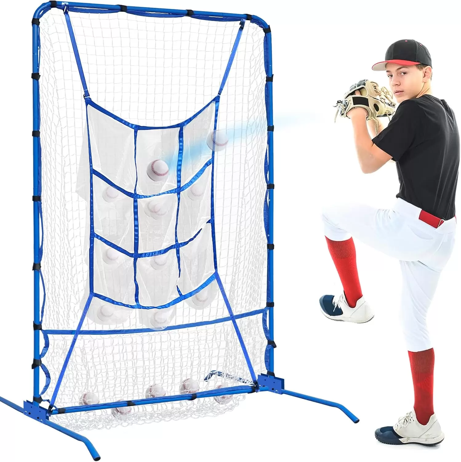 Baseball & softball 9 hole pitching net