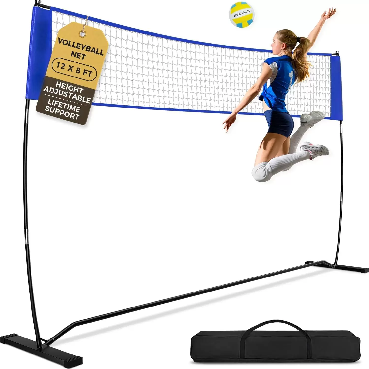Portable volleyball practice net