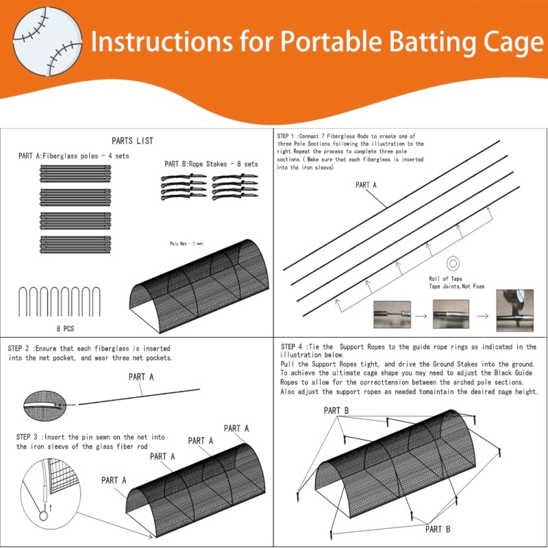 Baseball & softball cage net
